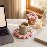 handmade crochet flower coasters