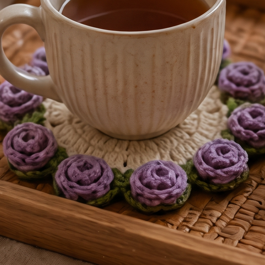 handmade crochet flower coasters